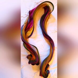 Tammy Childs Sculptured Scarf In Turquoise, Purple And Yellow/Green Gold Rainbow